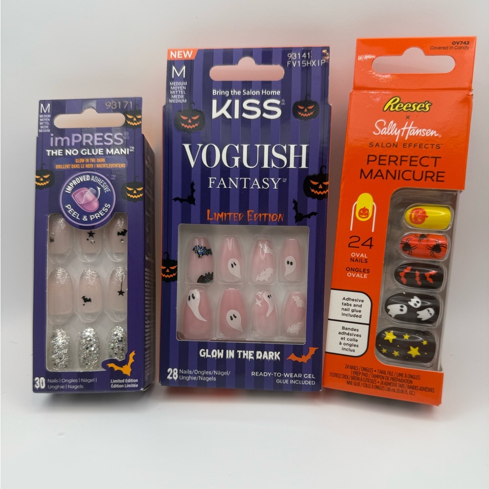 Kiss & Sally Hansen Halloween Press On Nails, Lot of 3
